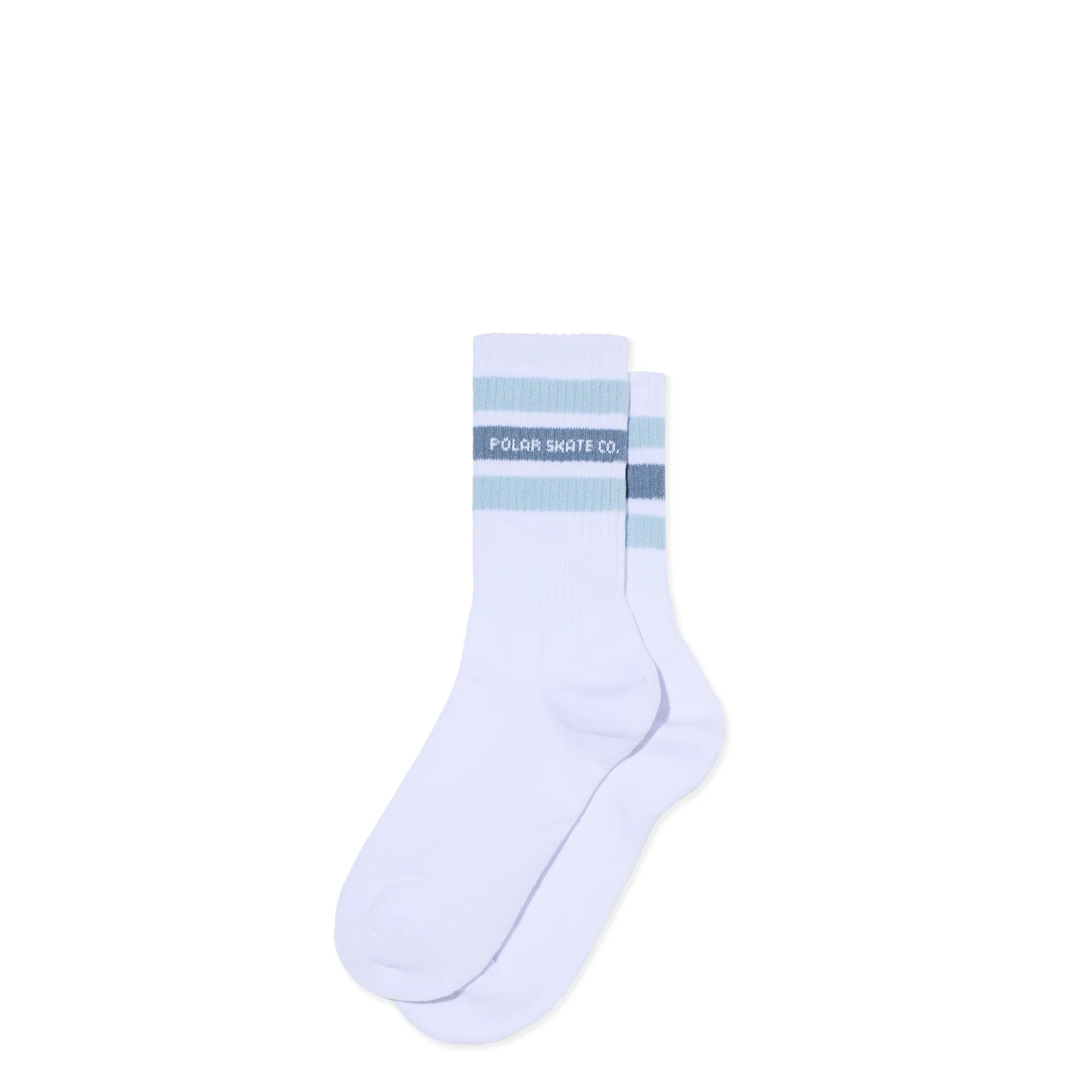 Rib Socks | Fat Stripe - White/Light Blue