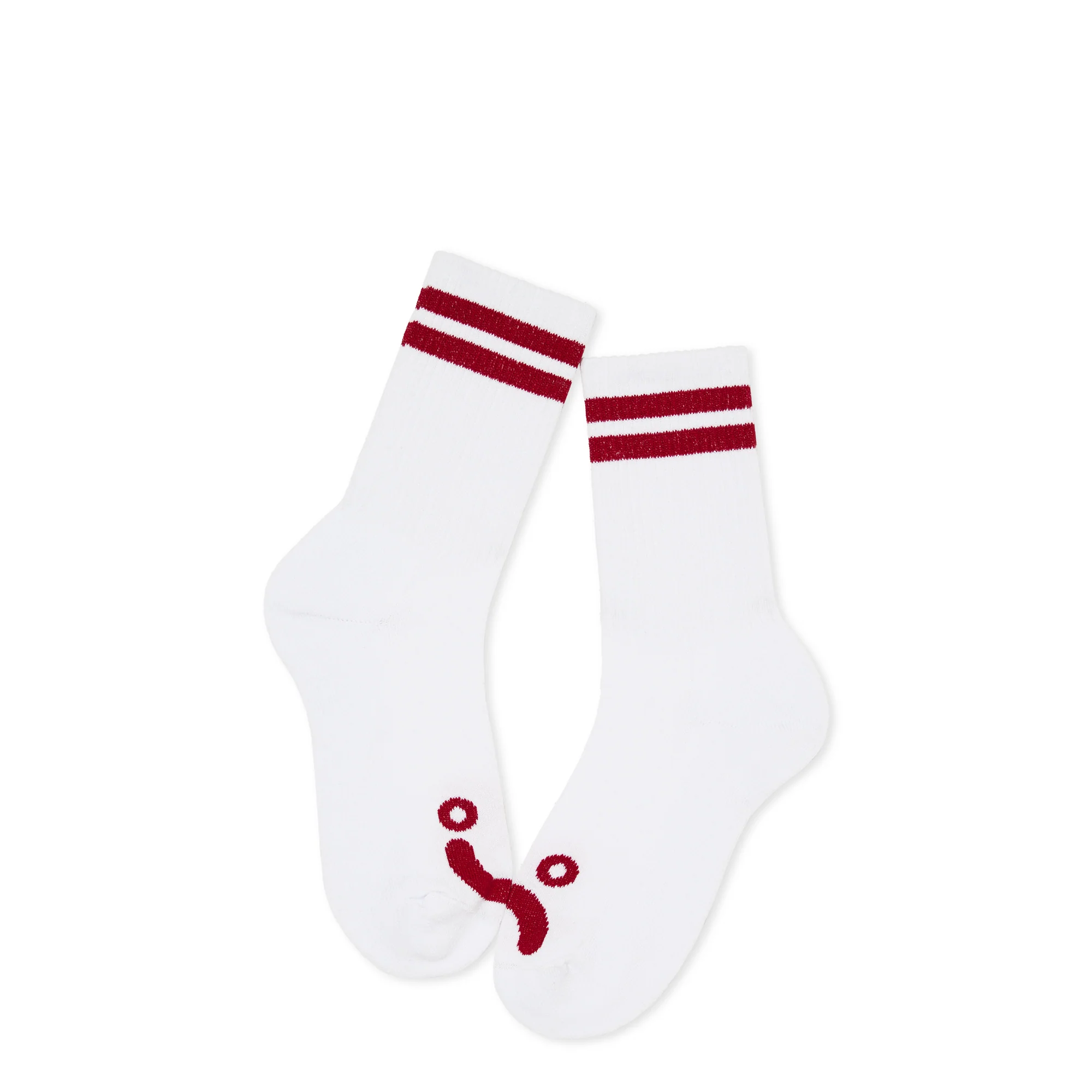 Rib Socks | Happy Sad - White/Red - Image 2