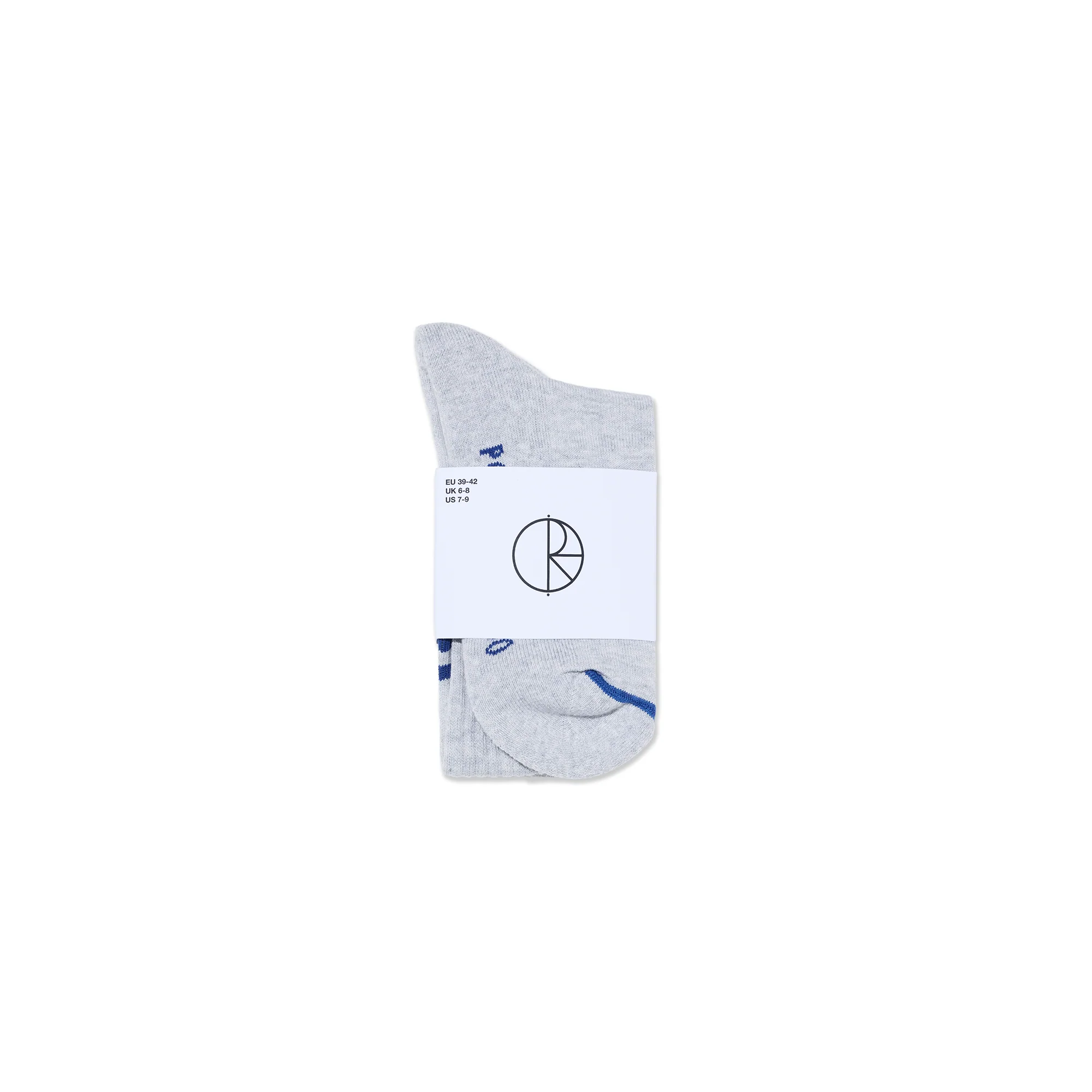 Rib Socks | Long | 2 Stripes - Heather Grey/Blue - Image 2